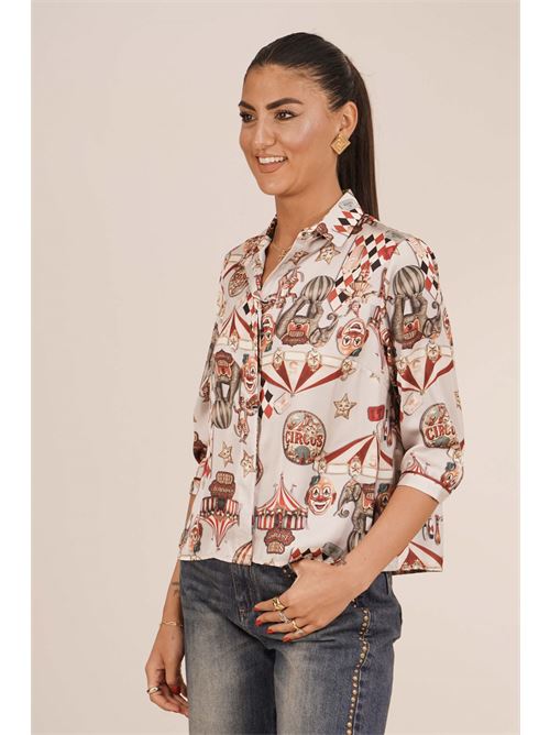 Camicia in raso fantasia Il The' Delle 5 | 56ST SPOONCIRCUS AVORIO